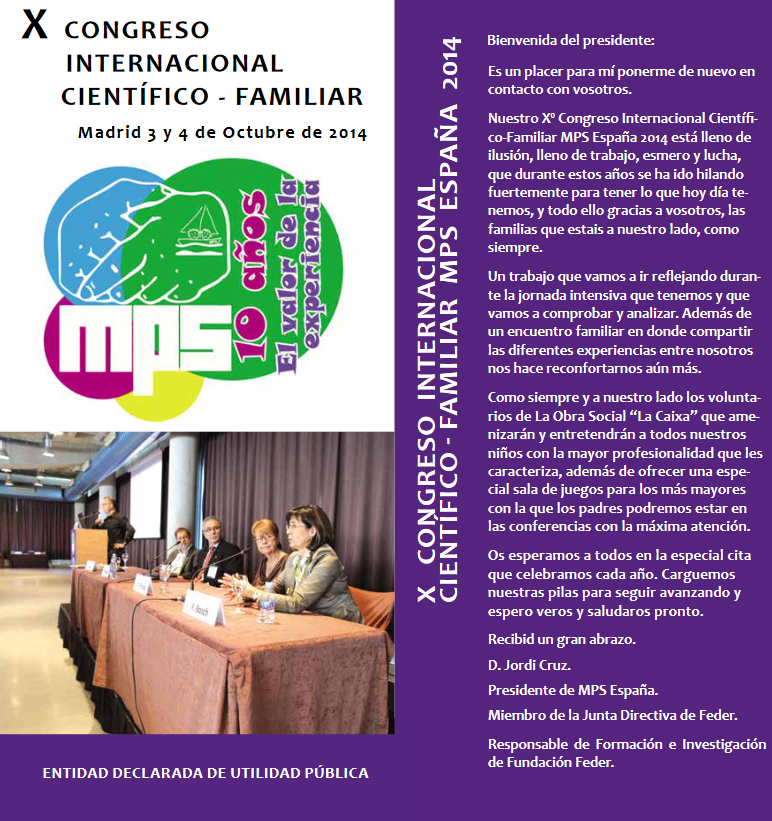 Cartell X Congres Internacional Científic Familiar MPS Espanya